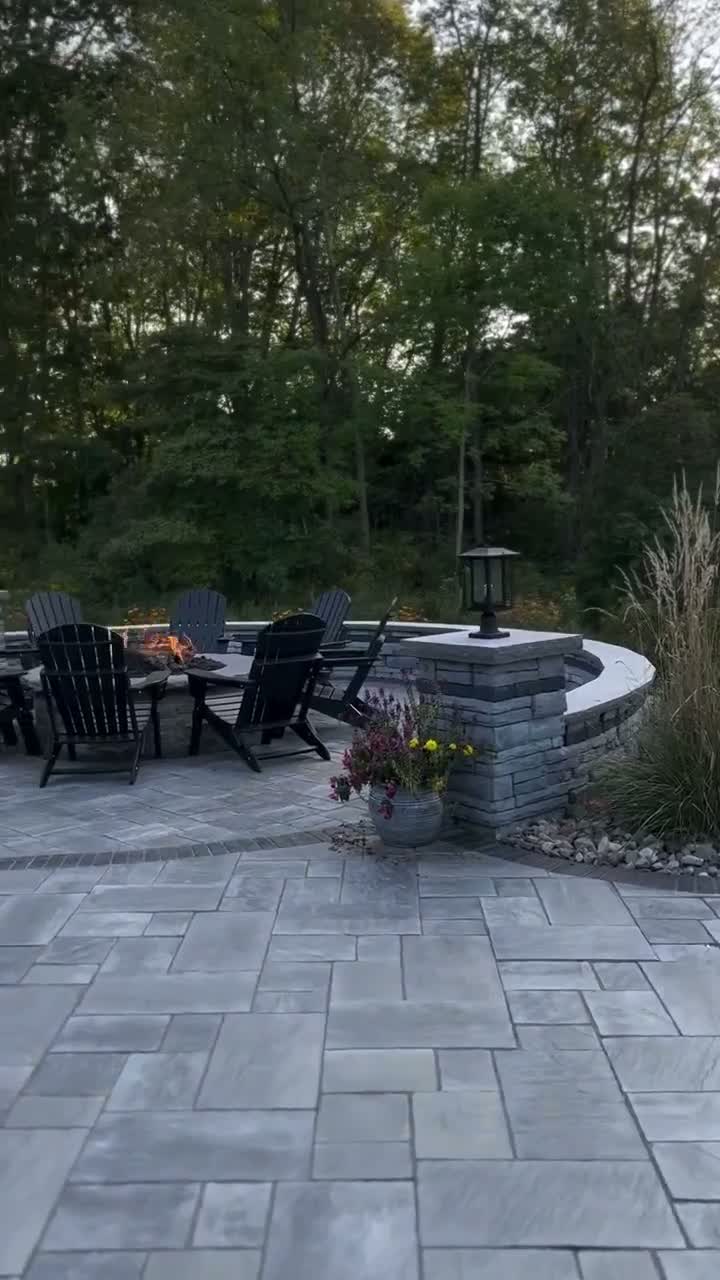 Full backyard paver build with fire pit seating in DFW
