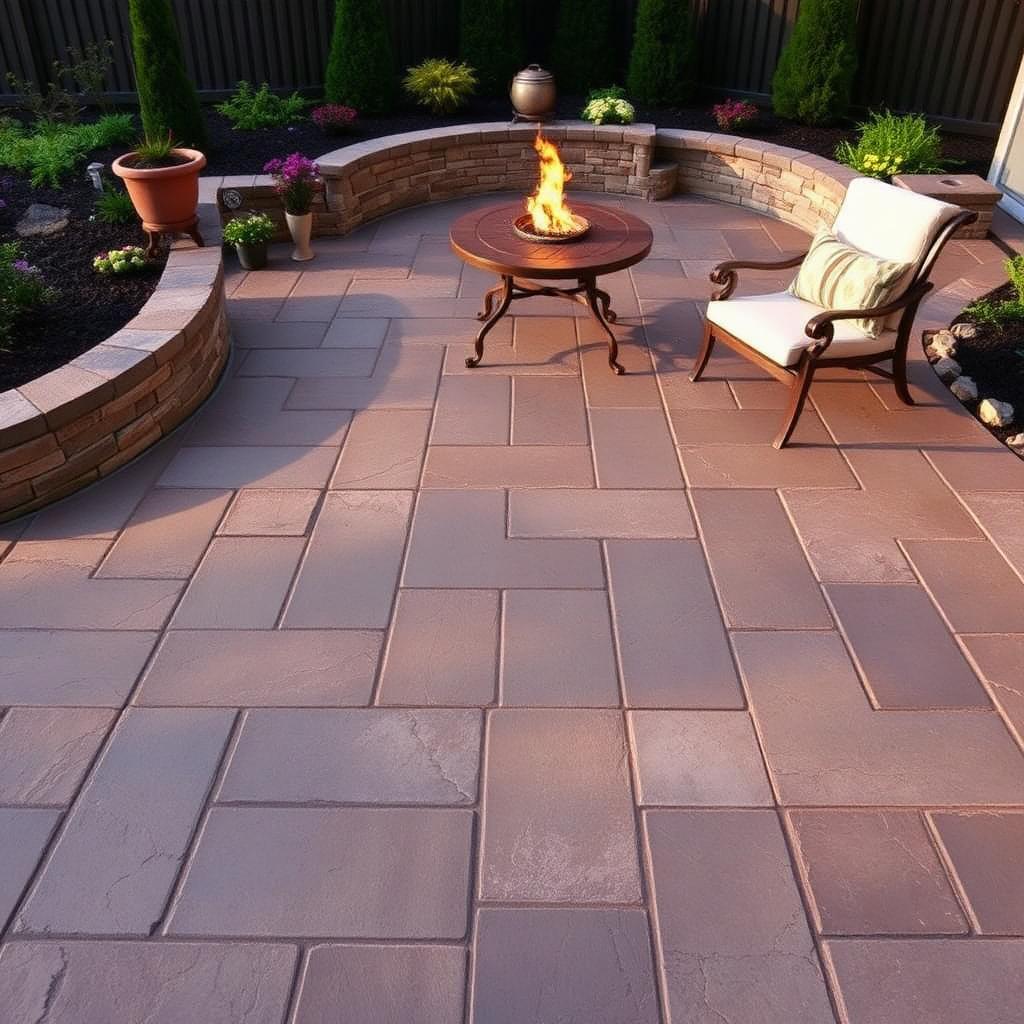 Belgard Lafitt® Slab paver in Sable Blend — Fire-Pit Patio color installed in Dallas–Fort Worth by Paverston