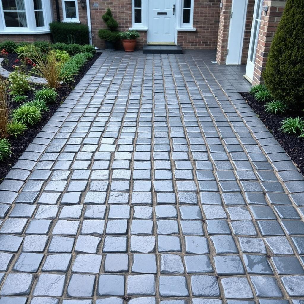 Belgard Bergerac® paver in Cotswold Mist — European Driveway color installed in Dallas–Fort Worth by Paverston