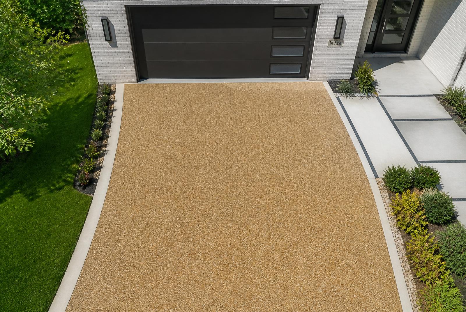 Seamless resin bound stone surface installed for an outdoor project