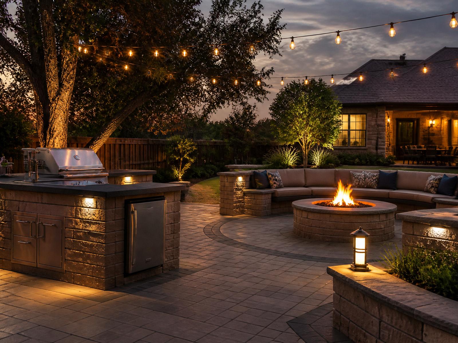Outdoor kitchen with paver patio — DFW
