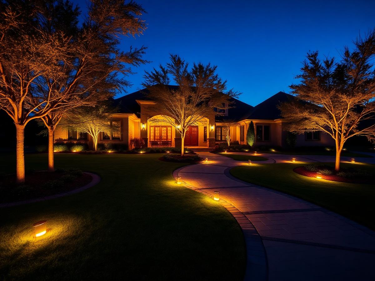 Low-voltage landscape lighting around pavers and outdoor living space