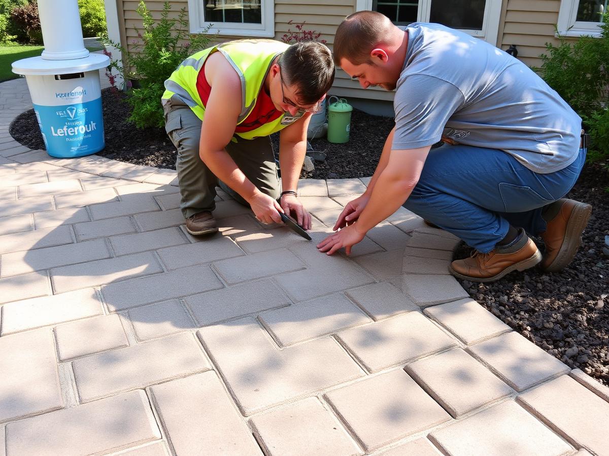 Paver repair and restoration in progress